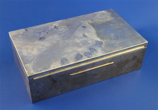An early 20th century French 950 standard silver rectangular cigarette box, 9.5in.